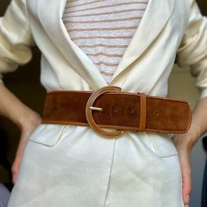 Vintage two tones suede Christian Dior light brown wide belt